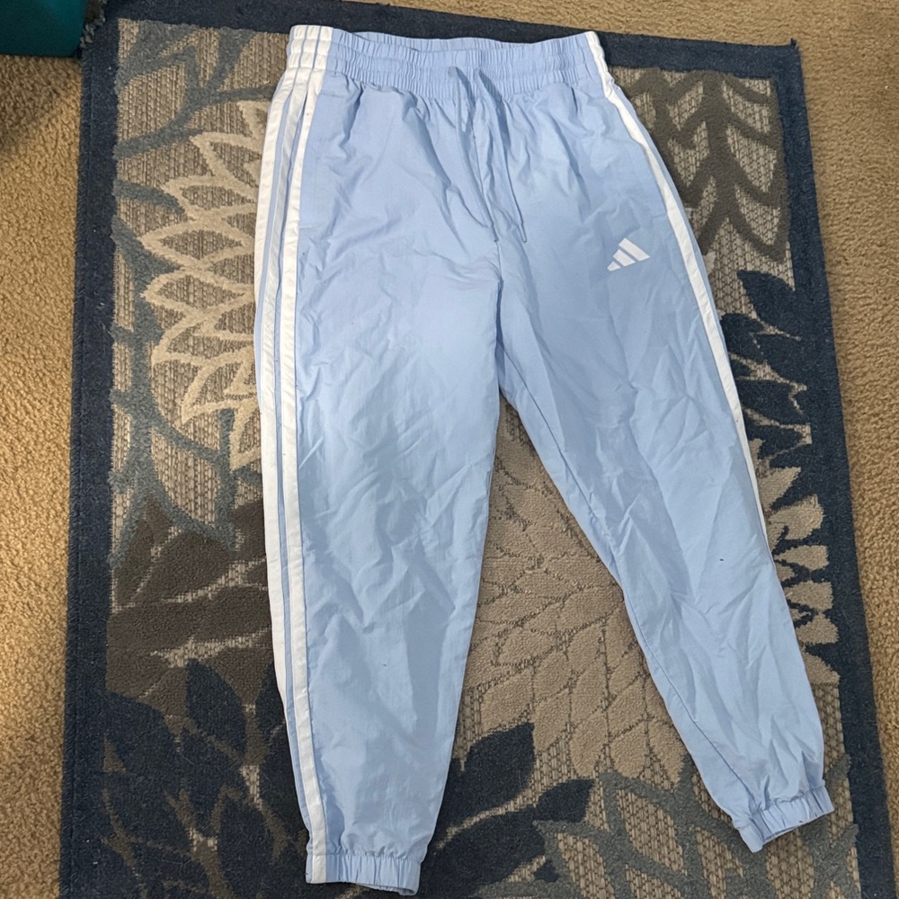 Adidas Kids Light Blue Track Pants with White Stripes